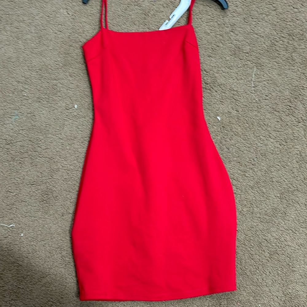 plain red hoco dress.